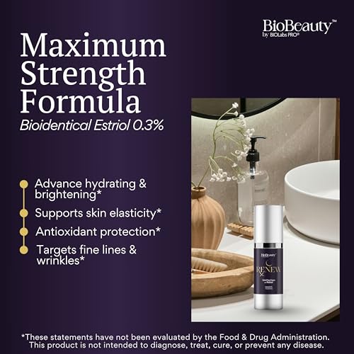 BIOBeauty Renew Night Cream ? Bioidentical E3 .3% Advanced PM Face Cream with Retinol, Bakuchiol, Hyaluronic Acid & Niacinamide ? Smooths, Firms & Hydrates Overnight for Youthful Radiance (1oz)
