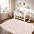 Pink Vintage 5x8 Washable Area Rug for Bedroom Girls - Soft & Stain-Resistant