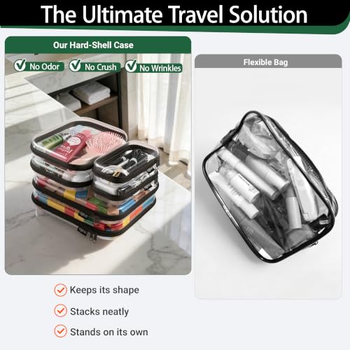 Black Multi-Size Hard Shell Zipper Cases 6-Pack Organizer Set