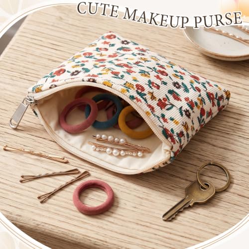 Graceful 6 Pack Corduroy Makeup Bags Small Cosmetic Pouches Portable for Purse