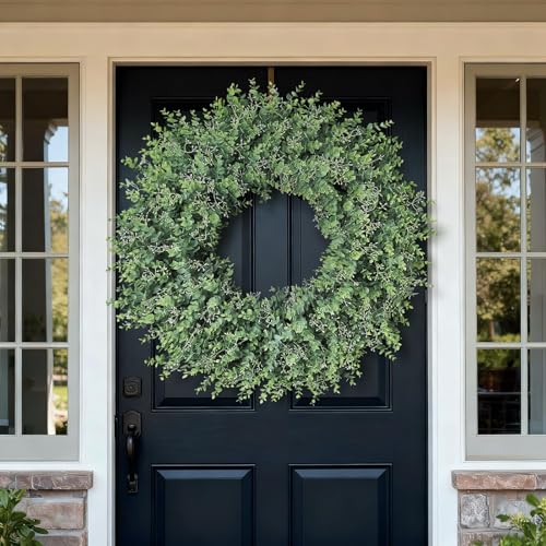 YXZZWL 32'' Artificial Eucalyptus Wreath with Seeds - Green Front Door Decor