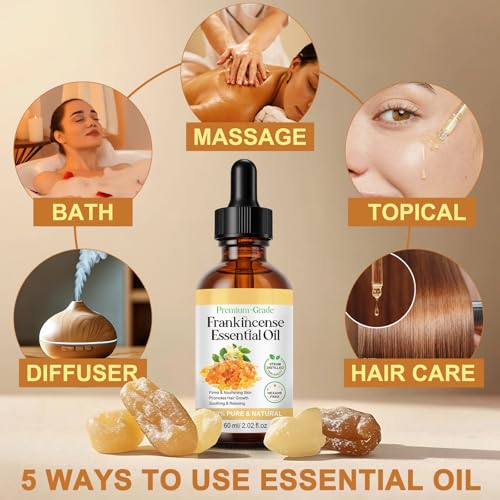 Frankincense Resin Oil for Face 2.02 fl.oz, Reduces Fine Lines & Wrinkles, Soothes & Repairs Skin, Deep Hydration for Body, Anti-Aging Serum Frankincense Skin Essential Oil Wrinkle