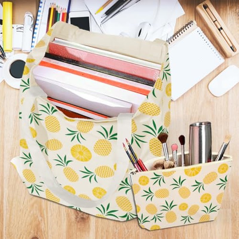 jeilink Cute Canvas Tote Bag Makeup Bag for Gym Graduation Library Travel Work Shopping Birthday Friendship Christmas