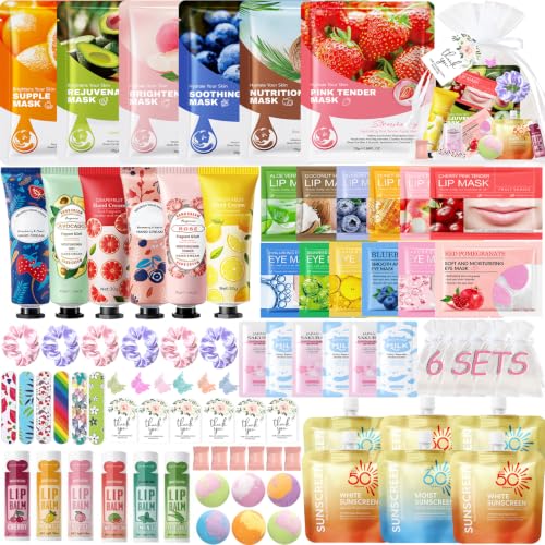 84-Piece Spa Party Supplies Set for Girls & Women with Masks, Creams, Bath Bombs