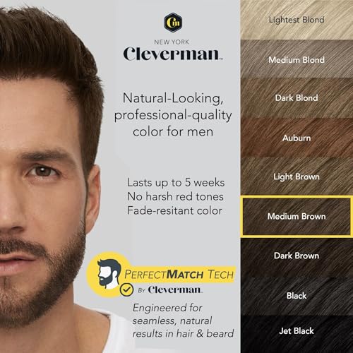 Cleverman Reusable Hair & Beard Dye Medium Brown 2oz - Natural Gray Coverage