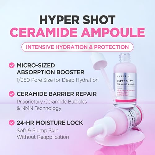 Ceramide Ampoule for Dry Skin Barrier - 2.7 Fl Oz, Hydrating Serum with 5 Ceramides & Cholesterol - Pack of 1