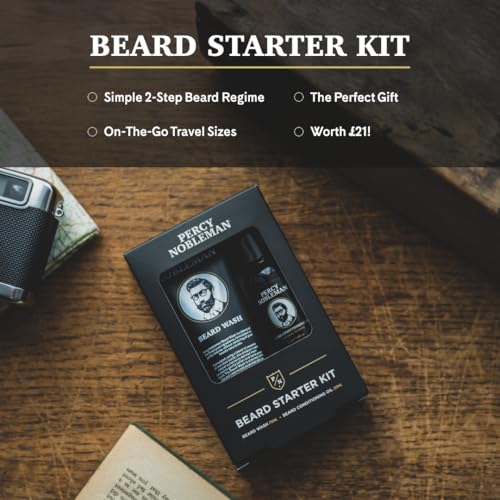 Percy Nobleman Beard Starter Kit, A Beard Grooming Kit Containing Beard Oil and Wash, 30ml / 75ml