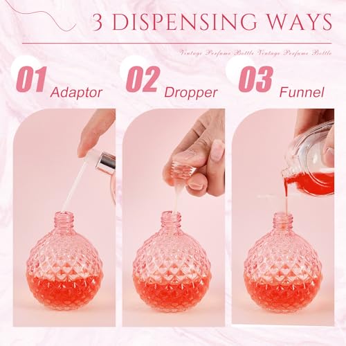 Pink Refillable Glass Perfume Spray Bottles Set - 8 Pack, 3.4oz/100ml