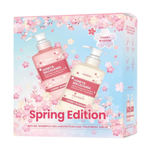 KUNDAL Honey & Macadamia Hair Care Set with Cherry Blossom Scent - Shampoo & Conditioner, 16.9 Fl Oz, Pack of 2