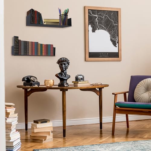 Patioer Set of 6 Black U-Shaped Floating Wall Shelves - Metal Book & Media Storage