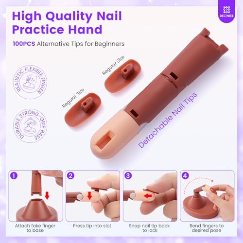 Deciniee Acrylic Nail Kit for Beginners with Gift Makeup Bag, Purple – Single Layer