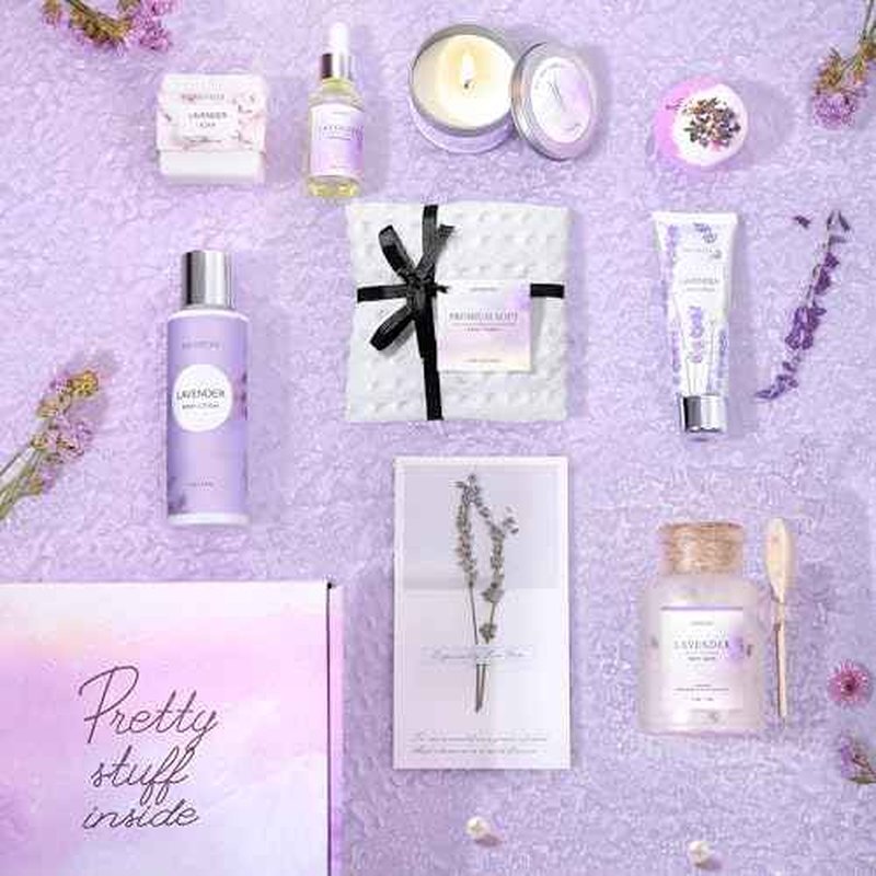 Gifts for Women, Birthday Gifts for Women, 9pc Lavender Bath and Body Gifts Set, Self Care Gifts Spa Gifts Basket, Relaxing Bath Sets for Mom, Girlfriend, Sister, Female Friends, Coworker