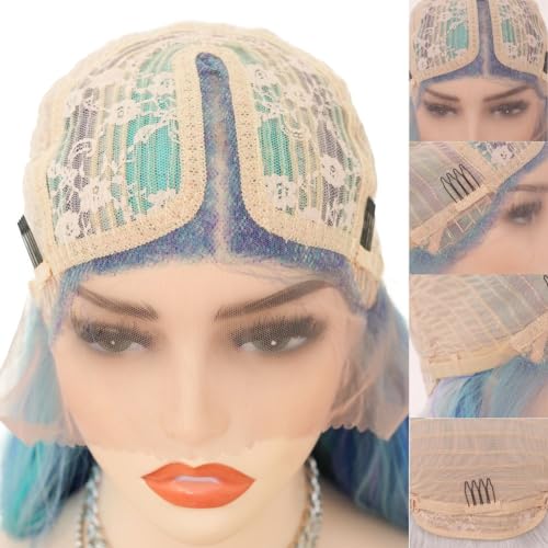 Blue Mermaid Lace Front Wig for Women - Curly Wavy Synthetic Cosplay Hair - Variation: Blue#2