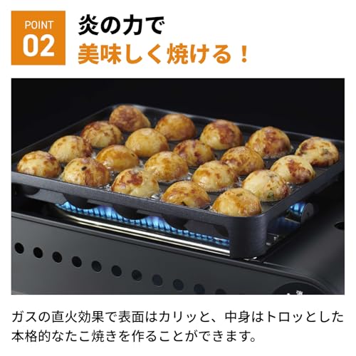 Gas-powered Takoyaki Maker with Fluorine-coated Plate - Easy to Use, Made in Japan
