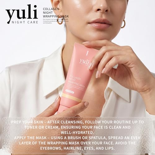 YULI Collagen Overnight Wrapping Peel Off Face Mask, Yuri Overnight Collagen Face Mask Easy Peel Off Facial Mask Skin Care Night Mask