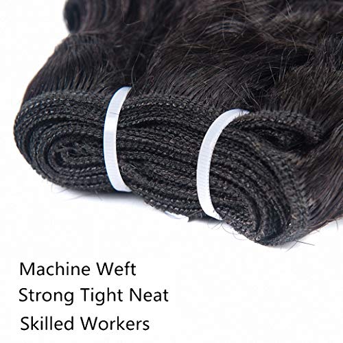 Brazilian Water Wave Human Hair Weave 4 Bundles 8 Inch Ocean Wave Virgin Remy Hair - Natural Black, Sew-In, Wet & Wavy