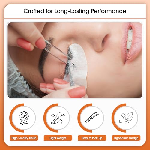 Glory 90 Degree Angle Lash Tweezers for Eyelash Extensions ? Precision Fiber Tip Diamond Grip Stainless Steel Lash Tool for Mega Volume, Classic & Professional Lash Tech Supplies