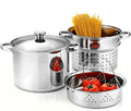 8 Quart Stainless Steel Pasta Pot with Strainer Lid - 3-in-1 Cooking Set