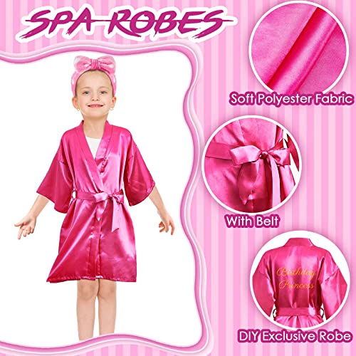 Xuhal 36 Pcs Spa Party Supplies for Girls 12 Kimono Robe V Neck Bathrobe 12 Soft Spa Headband 12 Disposable Foam