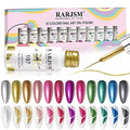 Metallic Nail Art Gel Liner Set - 12 Colors, Glitter & Painted Designs, 5ml