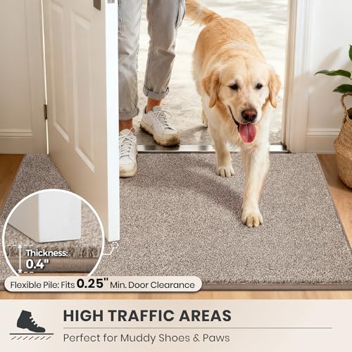 PURRUGS Taupe Hallway Runner Rug - 31.5" x 70" Low Profile Door Mat
