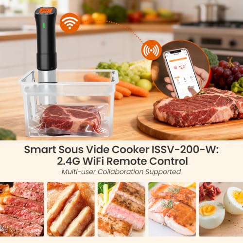 WiFi Sous Vide Cooker 1000W with App Control, 18 Recipes, Precision Temperature