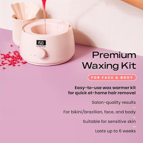 KoluaWax Premium Waxing Kit for Women - Beginner Friendly - Complete Wax Kit that includes 14oz of Wax Beads, Applicator, Pre and Post Care, Suitable for Sensitive Skin (Blush)