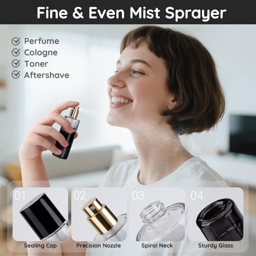 Segbeauty 1oz Perfume Spray Bottle, 3pcs 30ml Glass Travel Bottle Refillable, Travel Cologne Sprayer for Men, Black Portable Empty Cologne Atomizer, Perfume Making Kit for Women, Mini Spray Bottles