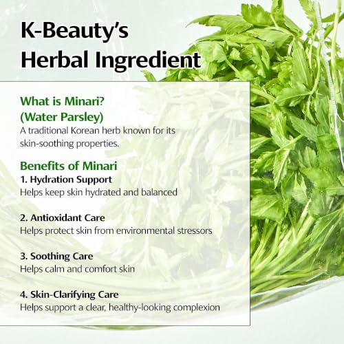 Minari Calming Gel Serum for Face - Hydrating & Soothing Face Serum with Korean Water Parsley, Green Tea, Mugwort & Lemon Balm - Pack of 1