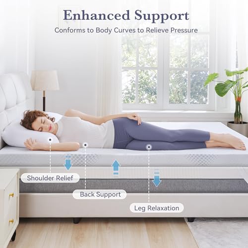 SINWEEK Twin XL 3 Inch Gel Memory Foam Mattress Topper with Cooling Gel, Ventilated Support Pad
