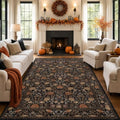 GarveeHome Dark Brown Floral Area Rug 8x10 for Living Room & Bedroom - Non-Slip, Machine Washable