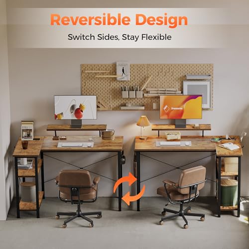 55-inch L-Shaped Gaming Desk with Monitor Stand and Storage