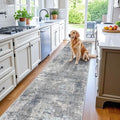 3x20 ft Non-Slip Washable Hallway Runner Rug - Blue Grey Modern Low Pile