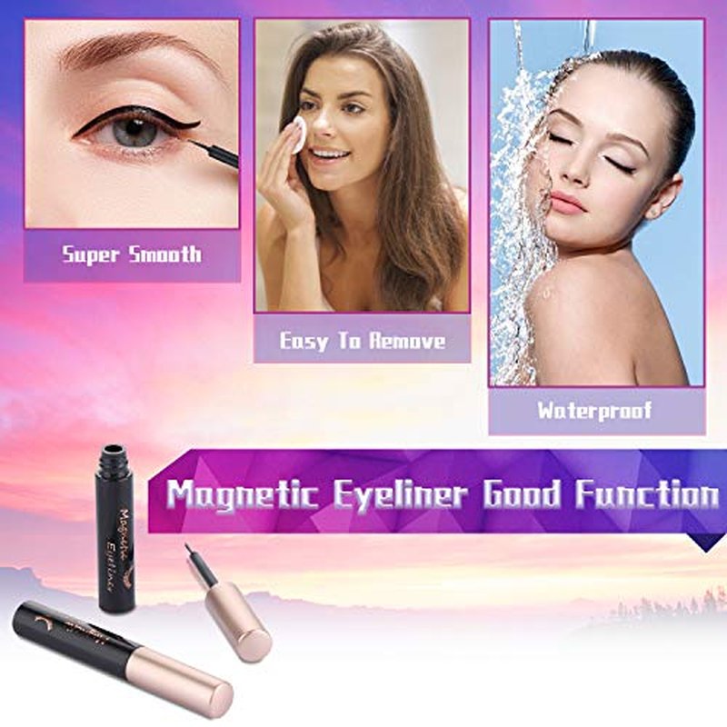 Magnetic Eyelashes with Eyeliner Kit- 10 Pairs Premium 3D Natural Look Reusable Eyelashes with Tweezers Applicator, Strong Magnetic Eyeliner and Lashes Set by DEJAVIA, No Glue Needed