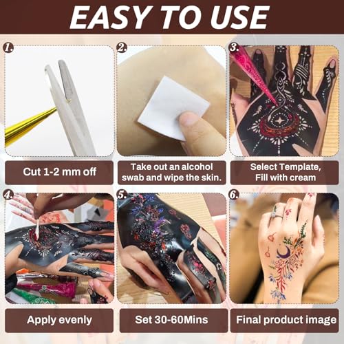 315Pcs Temporary Tattoo Stencil Kit with 9 Colors Tattoo Cones - PllusJoys, 9-Color Set