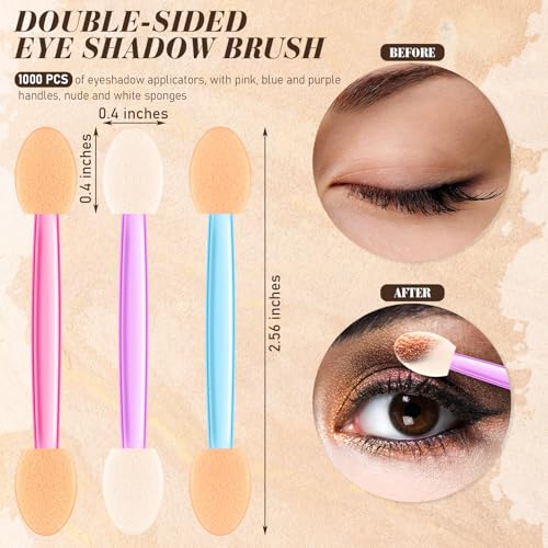 Disposable Eyeshadow Applicators 1000 Pcs Dual Sides Makeup Sponges for Eye Shadow & Beauty