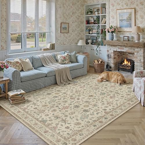 Linen Look Washable Area Rug 8x10 - Colorful Modern Indoor/Outdoor Floor Covering - Vari of Linen-Colorful