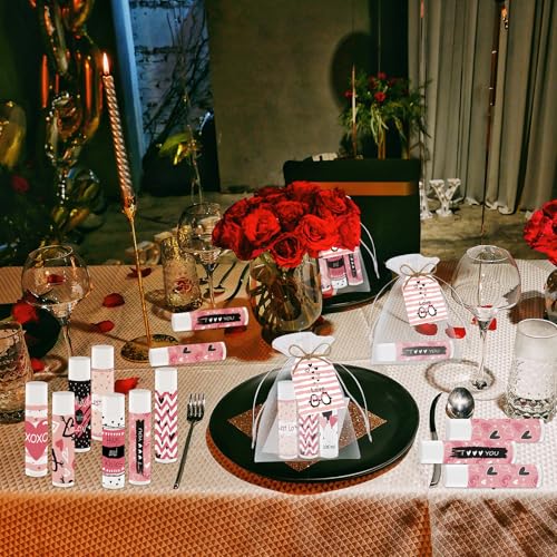 Nlicrst Pink Heart Lip Balm Gift Set for Valentine's Day - 50 Pcs Bulk Lip Care Favors & Party Supplies