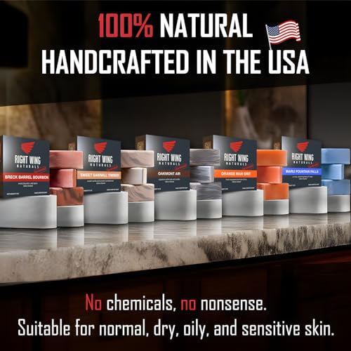 Right Wing Naturals Bar Soap Gift Set for Men | Handcrafted Cold-Pressed | Handmade Organic Soap for Men | Most Popular Flavors | Natural Scented Men¡¯s Bar Soap| Pack of 5 Bars