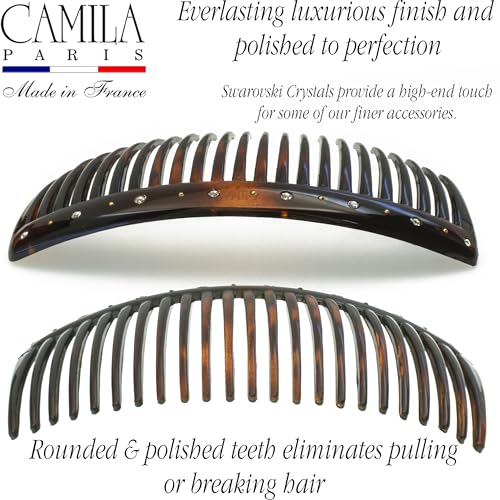 Hair Side Comb Tortoise Shell with Crystals - 4 Inch French Twist Hair Clips