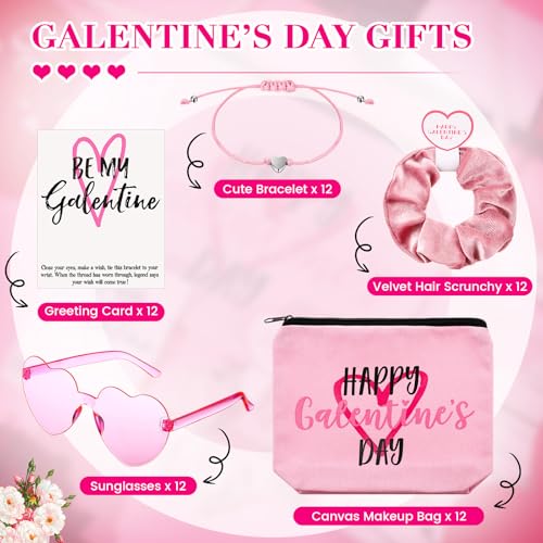 Galentine's Day Gift Set 60-Piece with Makeup Bags, Bracelets, Sunglasses & Greeting Cards