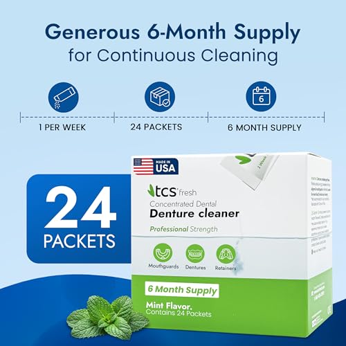 Denture Cleaner Pack of 1 - 24 Packets Fresh Mint - 6 Month Supply
