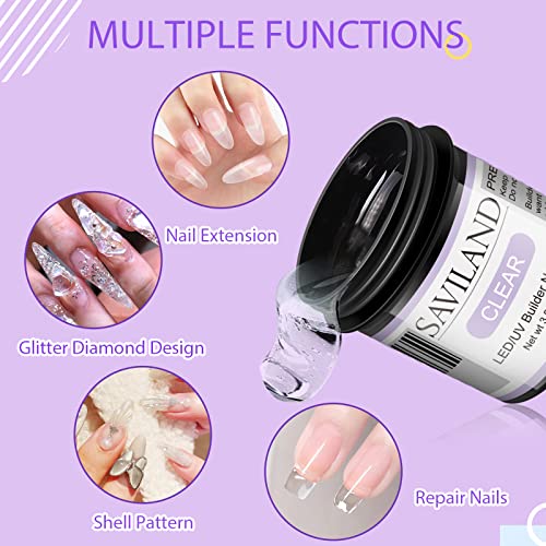 SAVILAND Clear Builder Nail Gel - 3.5 oz for Nail Extensions & Art, Variation A