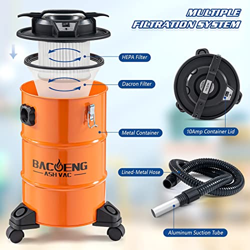 5.3 Gallon Ash Vacuum for Pellet Stoves - 1200W Fireplace & Wood Stove Cleaner