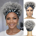 Adancyler Short Curly Headband Wig - Salt & Pepper Afro Style, 6 Inch Tgrey