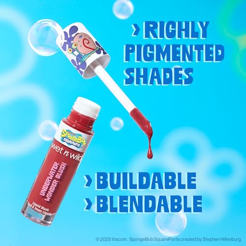 wet n wild SpongeBob Underwater Wonder Liquid Blush, Buildable Shimmery Gel Formula with Seamless Blend & Matte Finish – Snailed It
