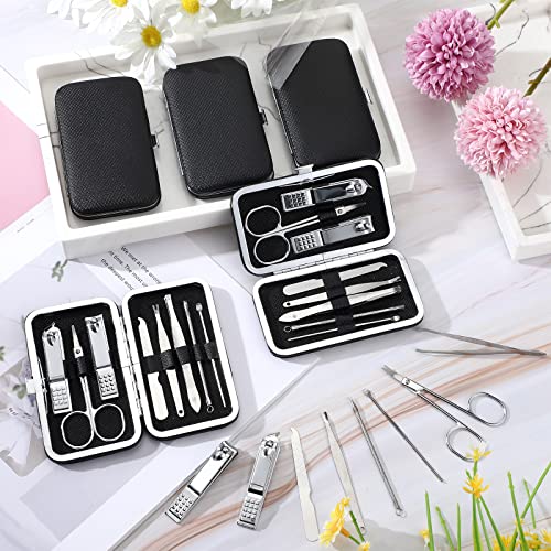 Geosar 50 Set Black Travel Manicure Kit - 8-in-1 Professional Nail Clipper & Grooming Tools