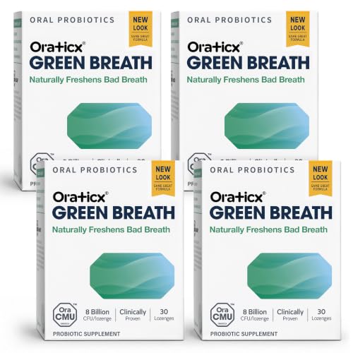 OraTicx Green Breath Oral Probiotics 30 Count - Mint Flavor, 4 Pack - Natural Fresh Breath Support