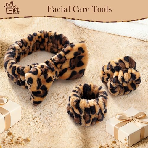 Leopard Print Spa Gift Set for Women - Self Care Home Bath Kit with Slippers & Bath Salts