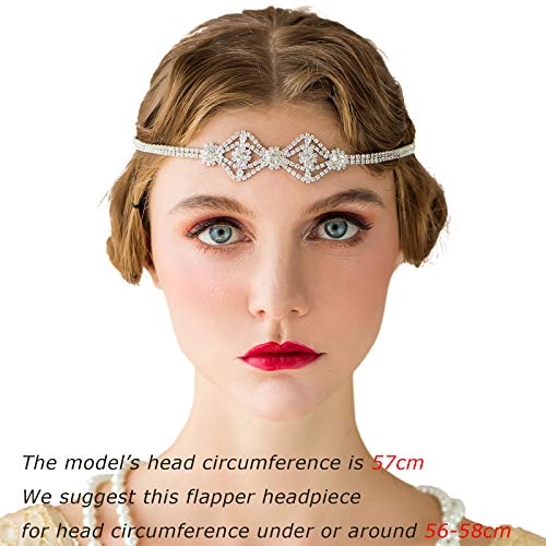 1920s Flapper Headband for Women - Silver Rhinestone Gatsby Party Accessory - Style 3